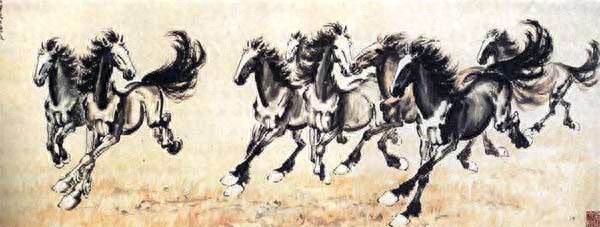 「唐诗三百首」画马不止八骏图，还有“九骏图”(图1)