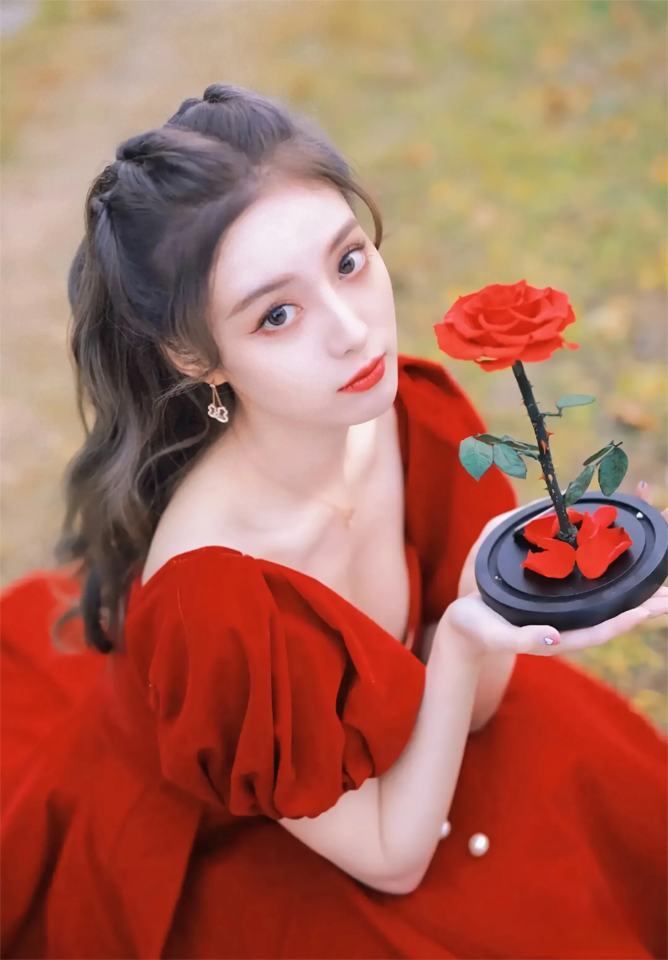 唯美写真：红玫瑰，捧在手掌，感受温柔的触感(图8)