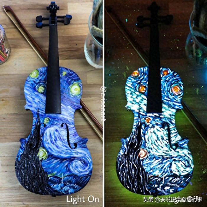 当你关灯的时候，这些荧光油画开始变得栩栩如生起来(图4)