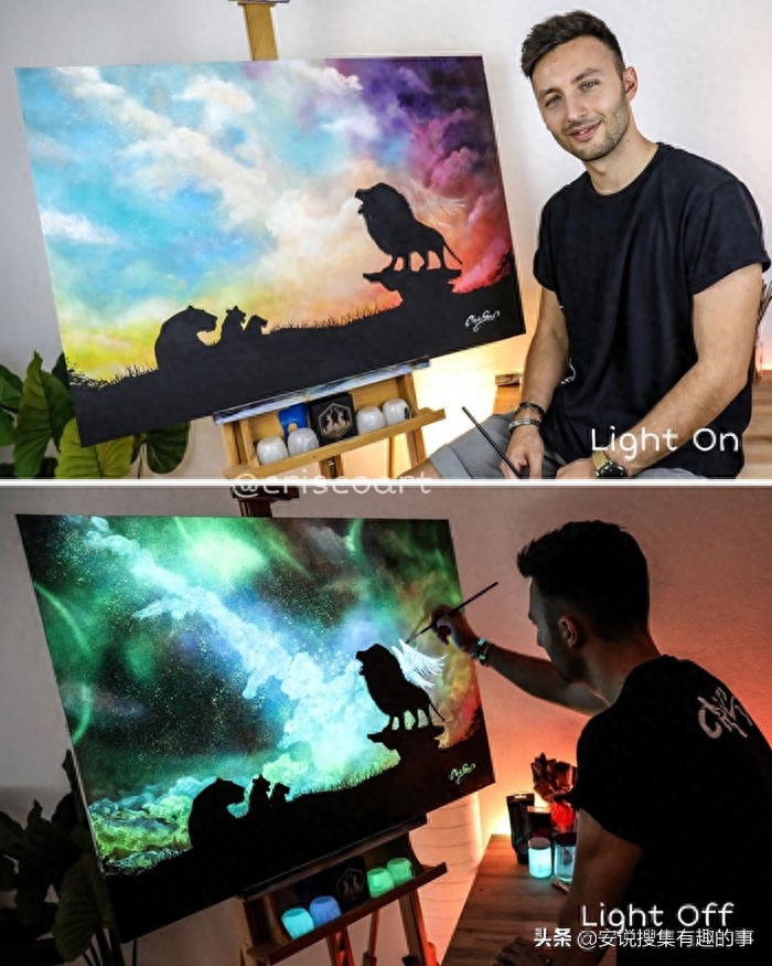 当你关灯的时候，这些荧光油画开始变得栩栩如生起来(图20)