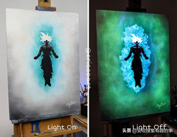 当你关灯的时候，这些荧光油画开始变得栩栩如生起来(图23)