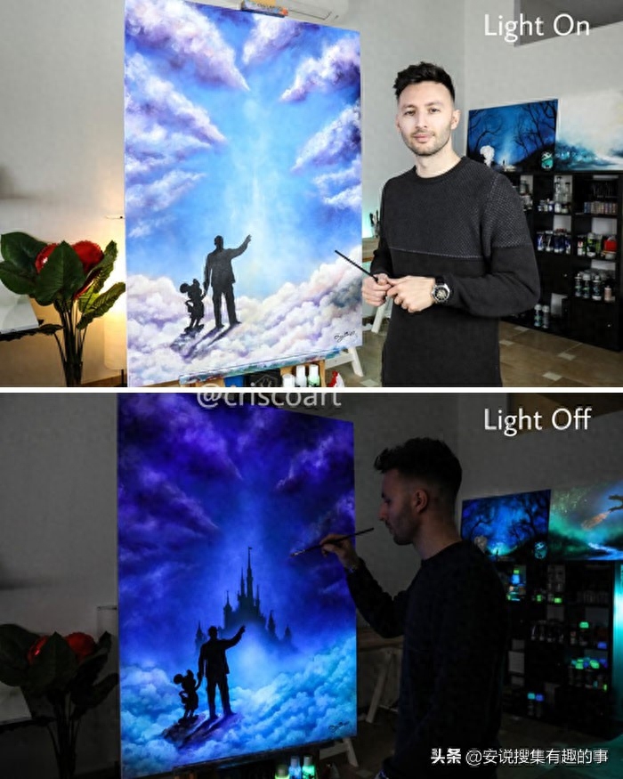 当你关灯的时候，这些荧光油画开始变得栩栩如生起来(图25)