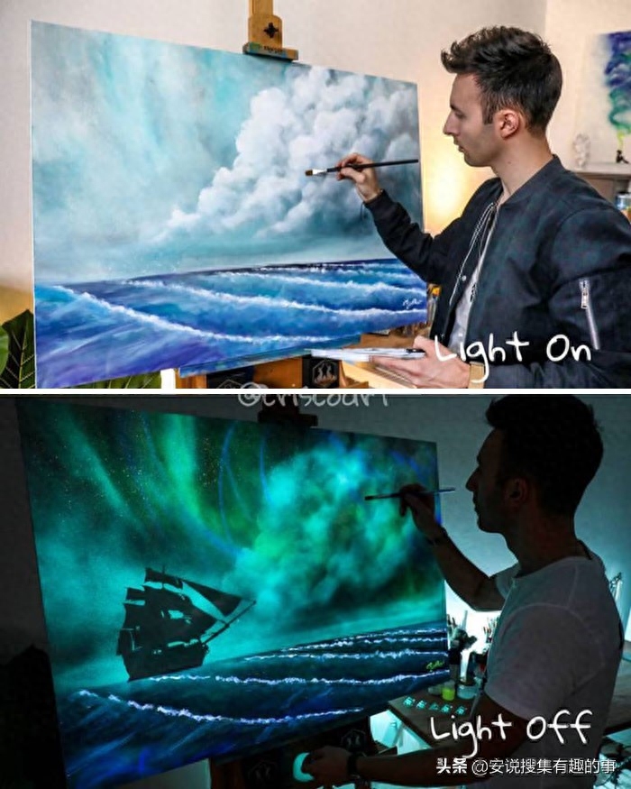 当你关灯的时候，这些荧光油画开始变得栩栩如生起来(图26)