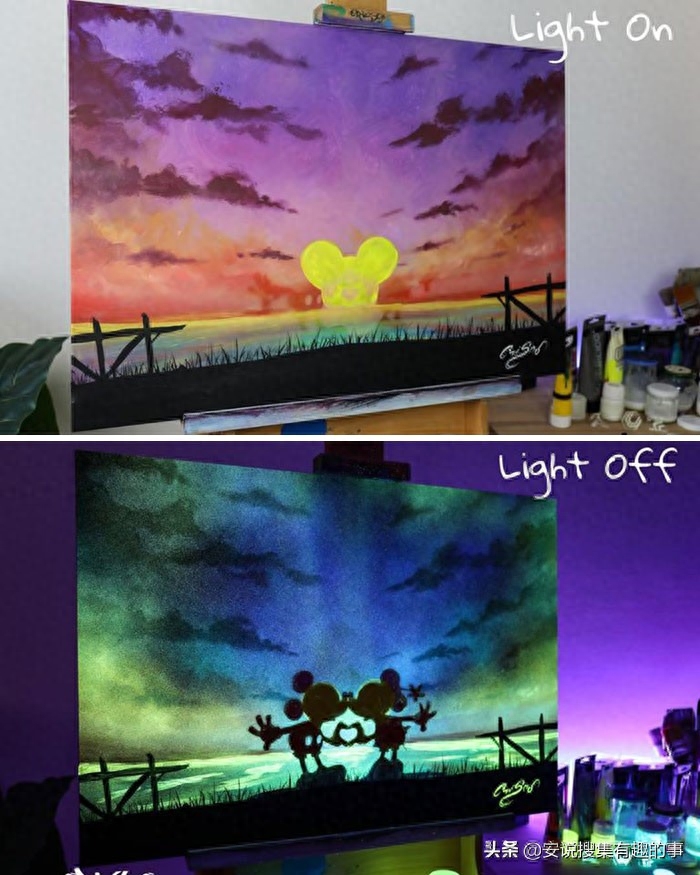 当你关灯的时候，这些荧光油画开始变得栩栩如生起来(图29)