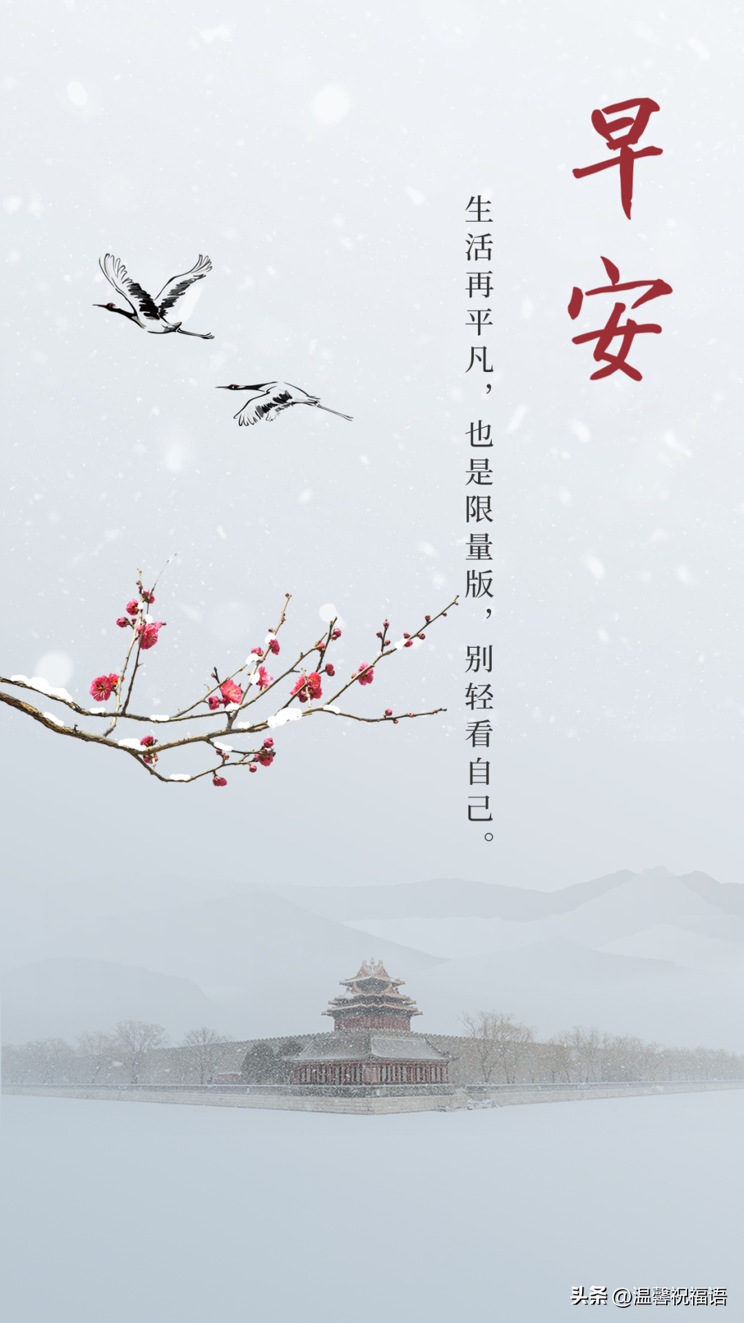 冬天最新10条温馨早安祝福语，岁月已晚，万物诉寒，问候冬安(图4)