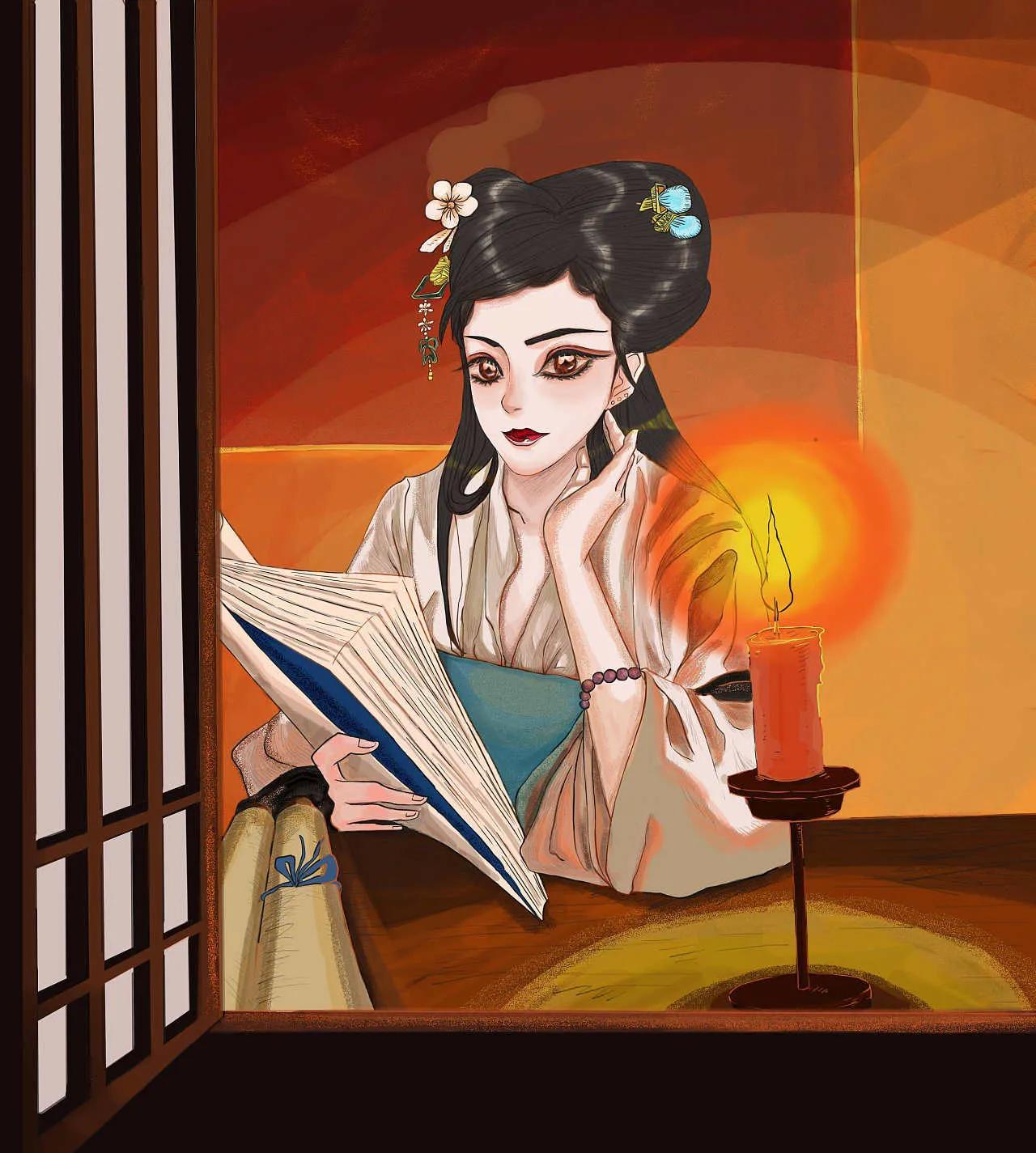 挑灯夜读清风伴，得句秋临皓月逢(图1)