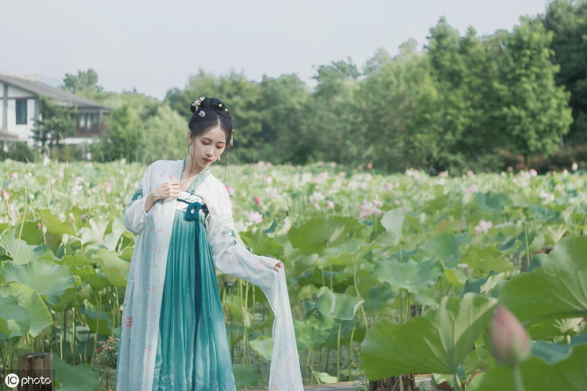45句描写荷花的唯美古诗词：荷叶罗裙一色裁，芙蓉向脸两边开(图6)