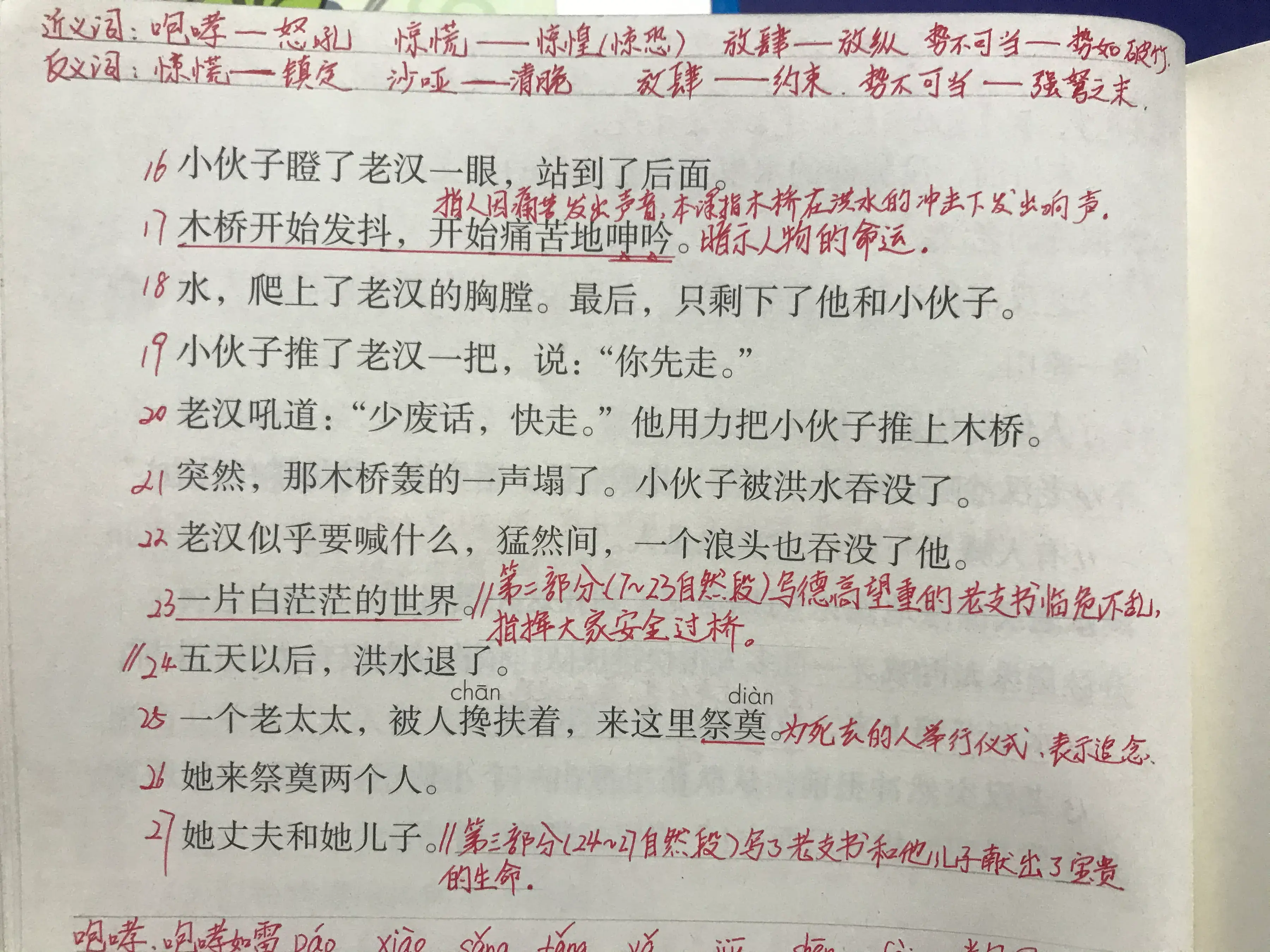 六年《桥》，看资深教师手写笔记，学生：这笔记对学习很有帮助！(图5)